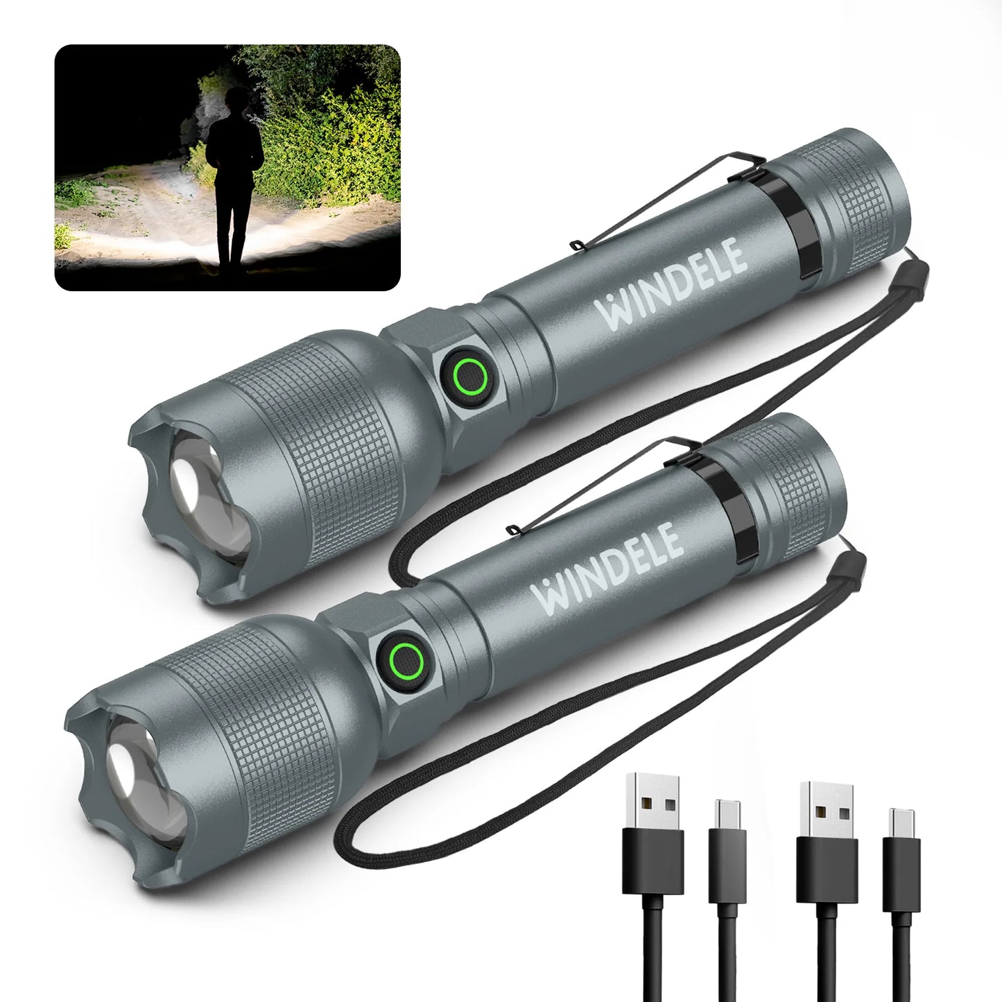 windele Rechargeable Flashlights High Lumens,Super Bright Powerful Flashlights with 5 Mode,Zoomable,IPX6 Waterproof,Pocket Flashlight for Home,Emergencies,Camping (2 Pack)