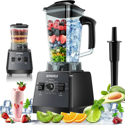 Professional Blender for Smoothies — 2025 EDITION (Upgraded and Improved Model) WINDELE Blender and Grinder Combo, Powerful 2400W/1000W, 25,000 RPM, 68oz BPA-Free, Ice Crushing