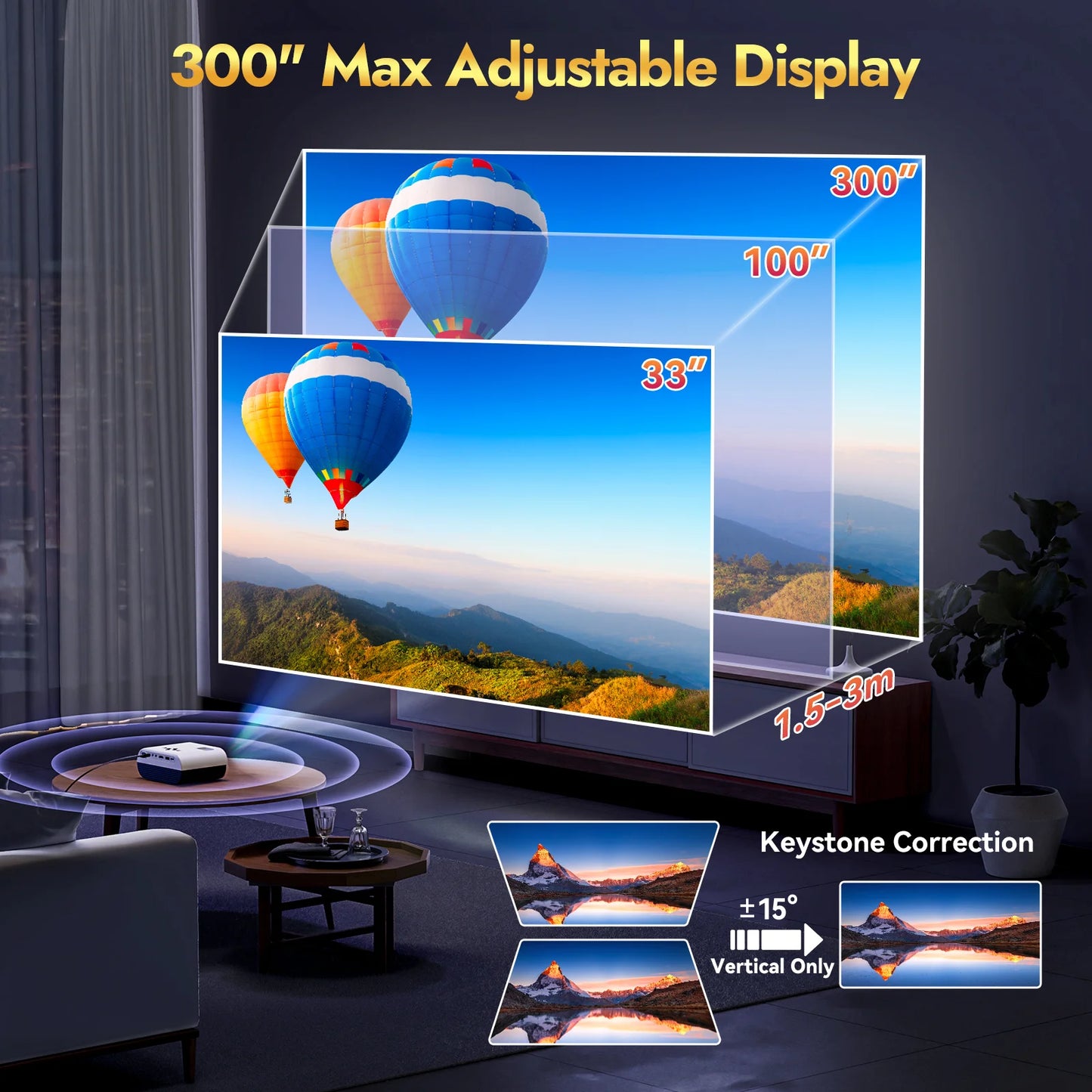 [USB-C Power Bank Support] oldtan 5G WIFI Bluetooth Projector,HD 4K Support Native 1080P Portable Outdoor Projector for Home Theater (Projector Screen Include)