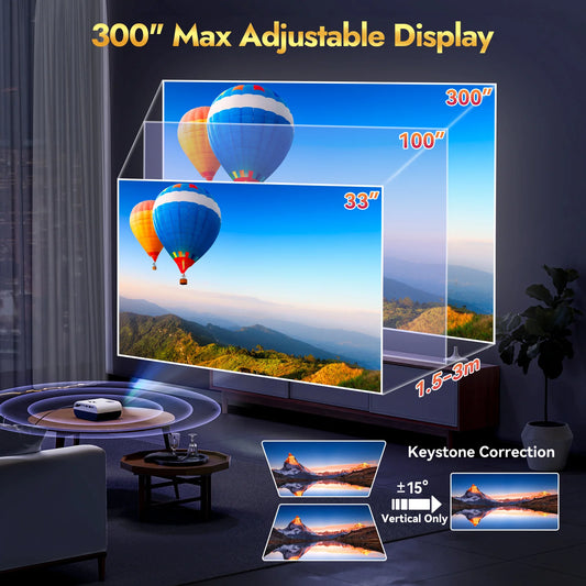 [USB-C Power Bank Support] oldtan 5G WIFI Bluetooth Projector,HD 4K Support Native 1080P Portable Outdoor Projector for Home Theater (Projector Screen Include)