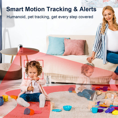Monitor Dog Camera Motion Detection Pet Camera Baby w/Night Vision, 2.5K Indoor Camera, 360° Pan/Tilt WiFi Security Camera for Home, 2-Way Audio, 24/7 Cloud & SD Card Storage