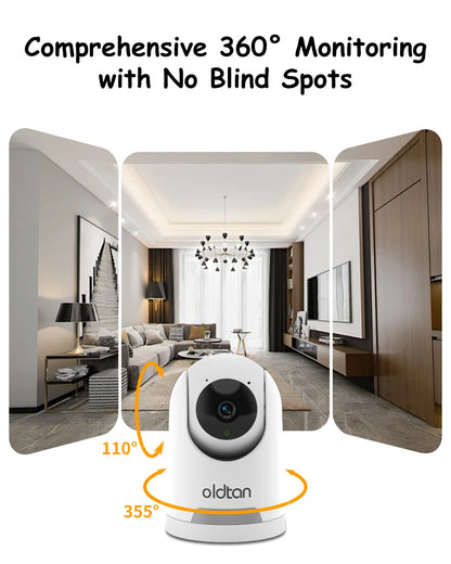 Oldtan WiFi Security Indoor Camera - 4MP HD Baby Monitor for Home, 2-Way Audio, SD&Cloud Storage, Motion Tracking
