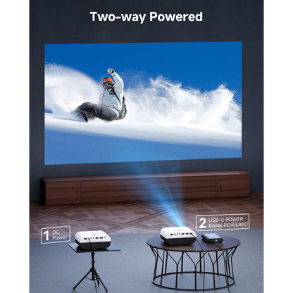 Windele M8 Upgraded Mini Projector with WIFI and Bluetooth, Native 1080P Video Projector, 5G WIFI Portable Outdoor Projector with 84" Screen, Home Theater Projector Compatible with HDMI/USB, White