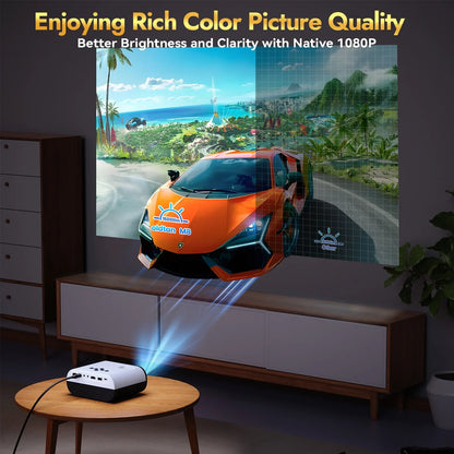 [USB-C Power Bank Supply] oldtan Projector with WIFI and Bluetooth, 4K Mini Portable for Outdoor