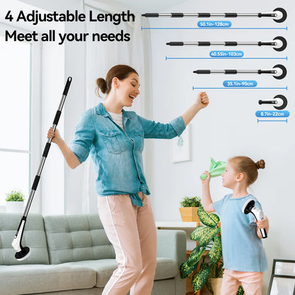 Windele Electric Spin Scrubber, IPX8 Waterproof Cordless Cleaning Brush Scrubber with Power LCD Display, 10-in-1 Brush Heads- 4-Section Handle Electric Cleaning Brush for Bathroom, Tub, Floor, Car