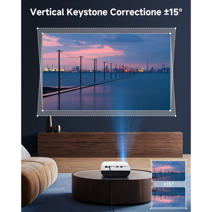 Windele M8 Upgraded Mini Projector with WIFI and Bluetooth, Native 1080P Video Projector, 5G WIFI Portable Outdoor Projector with 84" Screen, Home Theater Projector Compatible with HDMI/USB, White