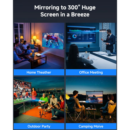 Windele M8 Upgraded Mini Projector with WIFI and Bluetooth, Native 1080P Video Projector, 5G WIFI Portable Outdoor Projector with 84" Screen, Home Theater Projector Compatible with HDMI/USB, White