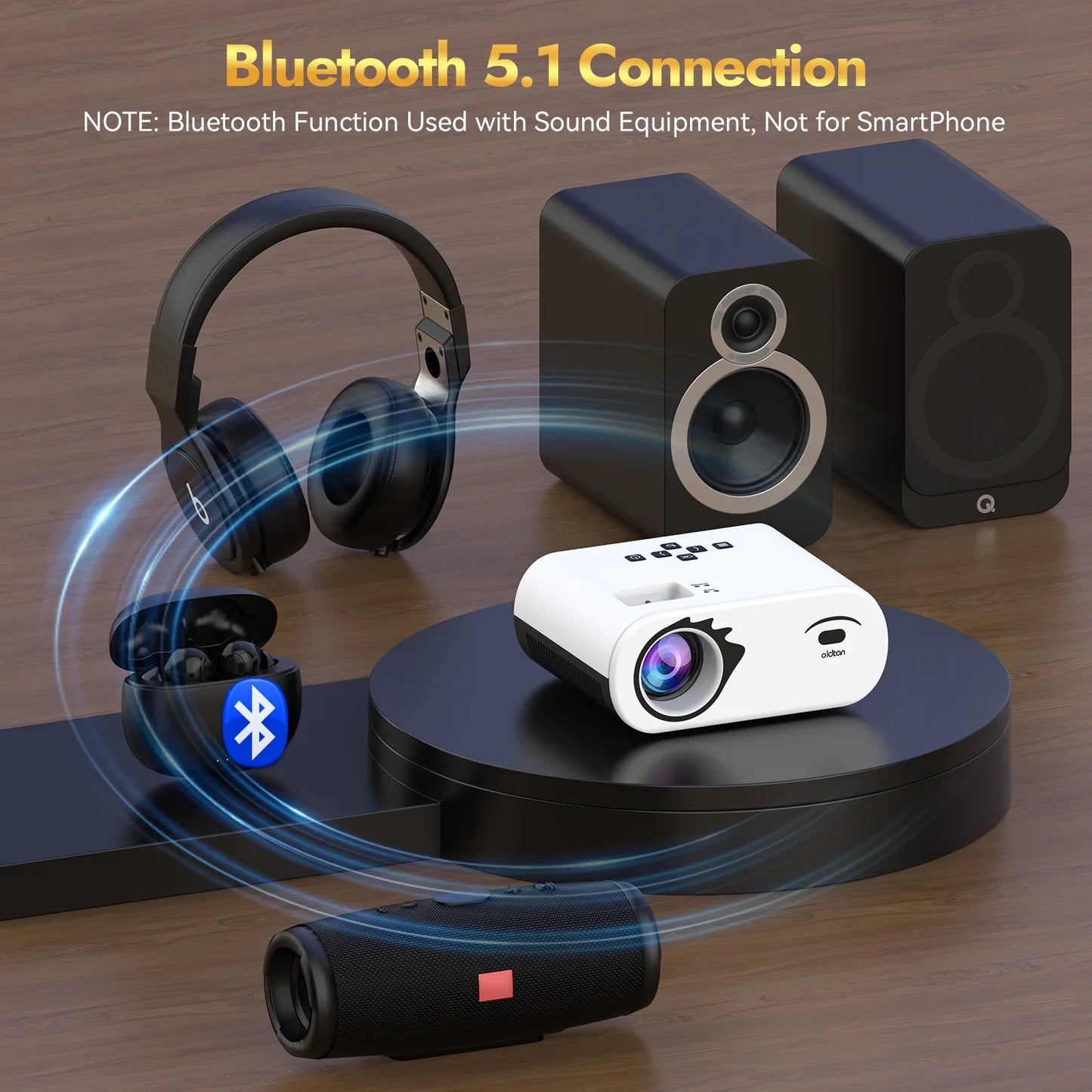[USB-C Power Bank Supply] oldtan Projector with WIFI and Bluetooth, 4K Mini Portable for Outdoor