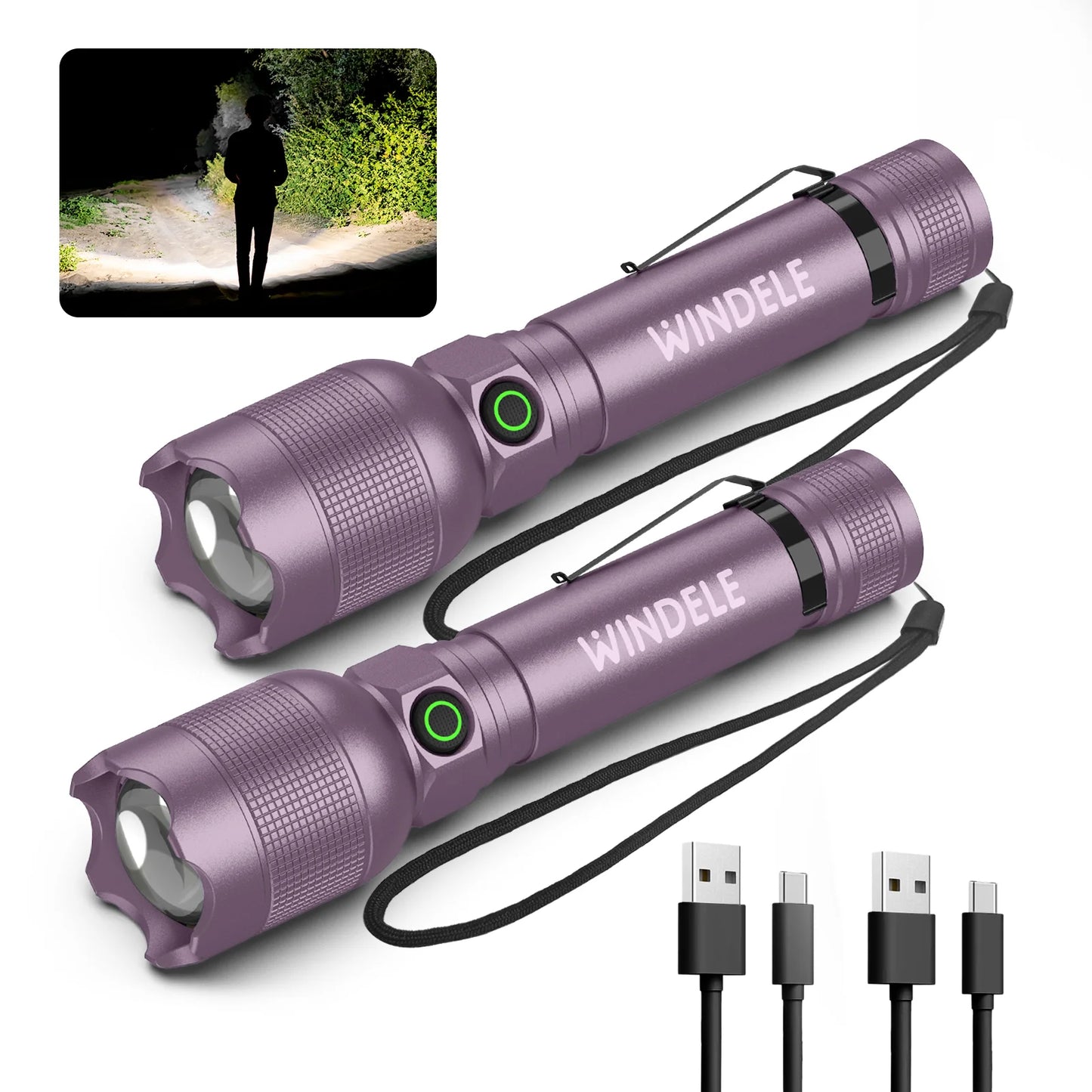 windele Rechargeable Flashlights High Lumens,Super Bright Powerful Flashlights with 5 Mode,Zoomable,IPX6 Waterproof,Pocket Flashlight for Home,Emergencies,Camping (2 Pack)