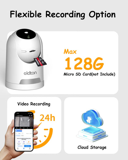 Oldtan WiFi Security Indoor Camera - 4MP HD Baby Monitor for Home, 2-Way Audio, SD&Cloud Storage, Motion Tracking